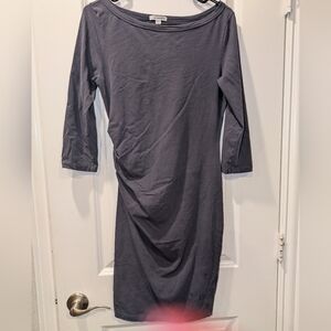 James Perse Charcoal Gray Ruched Long Sleeve T-Shirt Dress Size 3 / Large USA
